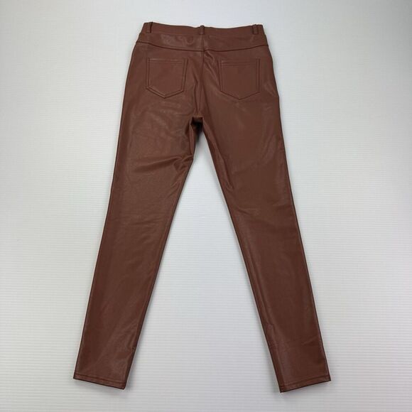 TAGOO Faux Leather Pants Women’s Small Brown High Rise Skinny Stretch Pull-On - Picture 4 of 9